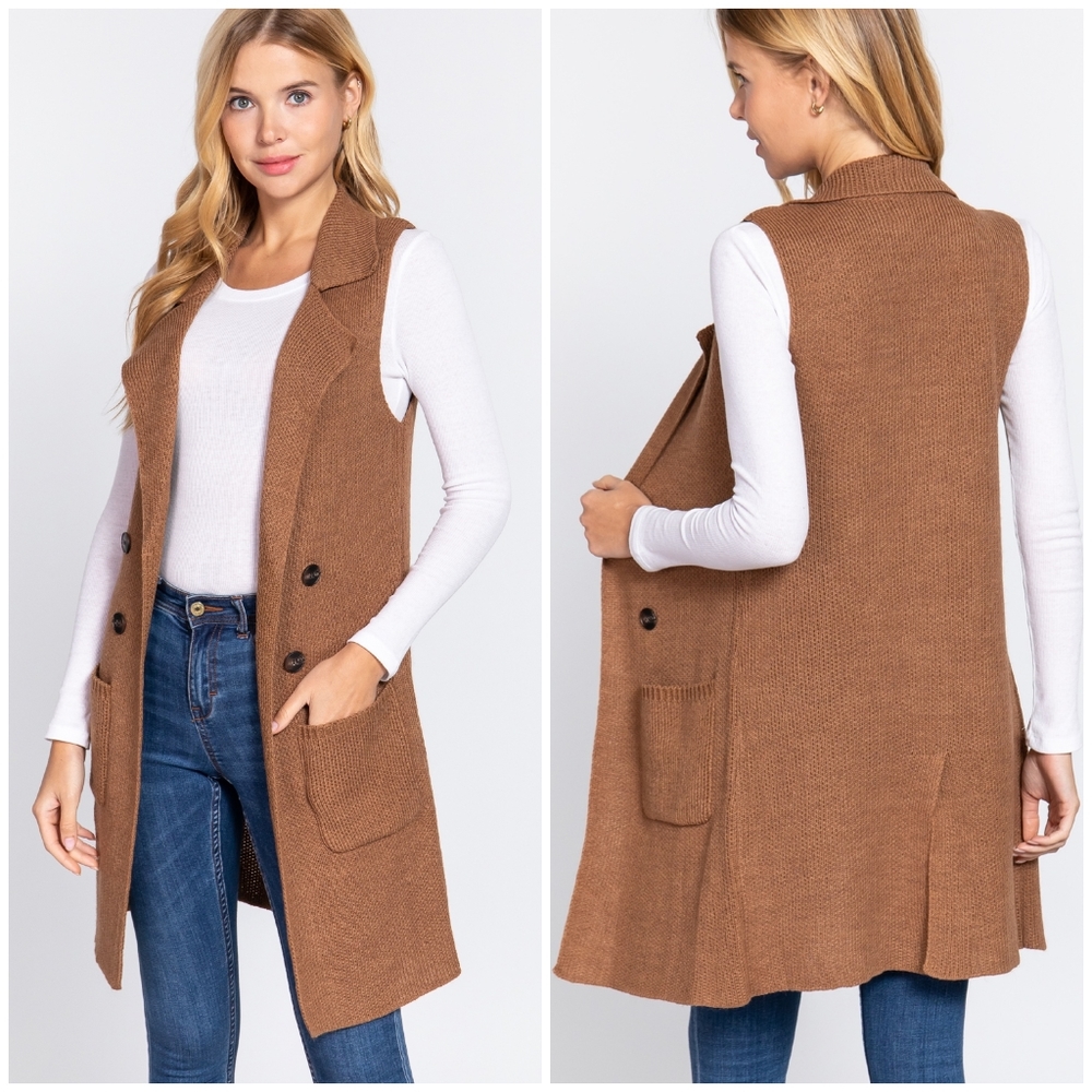 FEW LEFT❗️Cozy Chic Honey Longline Knitted Vest - Picture 8 of 10